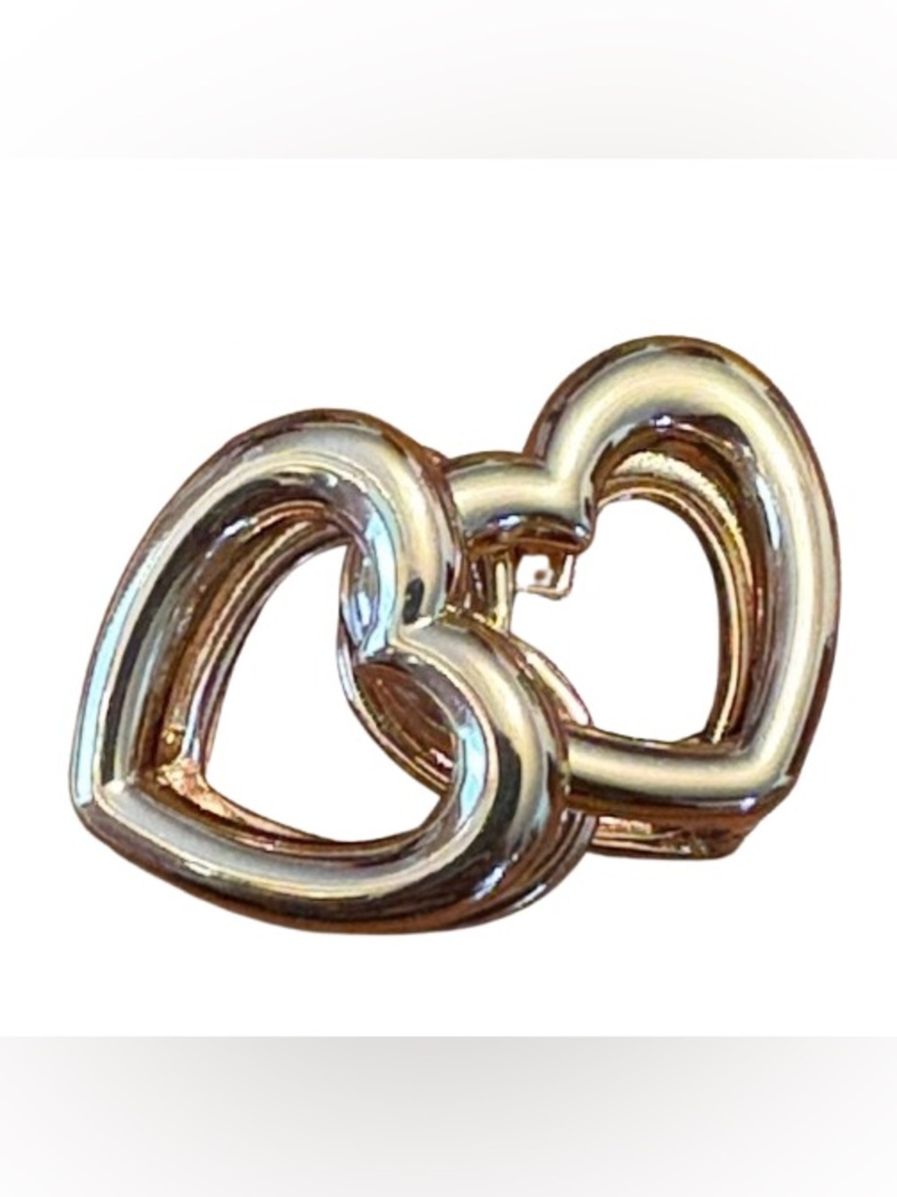 Gold Tone 2Dimension Double Heart Earrings
